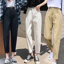 뒷밴딩 여성 배기 팬츠 면바지 캐주얼 바지 봄 가을