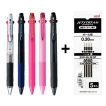 제트스트림 3색 볼펜 0.38mm, $투명 + 리필 검정5p, 1세트