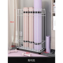 요가매트 정리함 폼롤러 헬스용품 이동식 보관함, 화이트