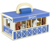 Breyer Horses Breyer Farms 나무 마구간 놀이 세트 모델 #59217 말 6마리 포함 | 6 피스 놀이 세트 | 6개의 동료 말 포함 | 높이 15.2cm x, Horse Stable