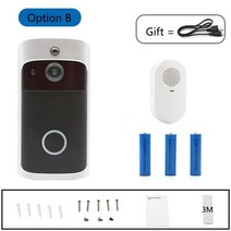 IoT Ai 인터폰 비디어폰 설치 교체 스마트 IP 와이파이 초인종 비디오 인터콤 도어 폰 벨 아파트 IR 알람, 05 Black Option B_01 EU 플러그