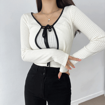 (무배 set) 꽈배기 랍빠 슬림핏 나시 리본 크롭 볼레로 가디건 세트 4color