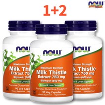 (1+2)나우 밀크시슬 엉겅퀴 750mg 플라보 노이드 폴리페놀 90정 올레산 팔미트산