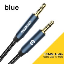 Essager 3.5mm 잭 AUX 케이블 오디오 보조 와이어 남성 남성 코드에 JBL 샤오미 헤드폰 자동차 AUX 스피커 연장 케이블, 01 파란, 03 2m