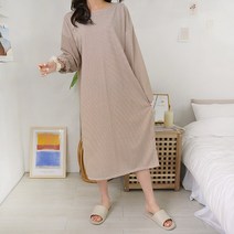 데일리앤 버킨 봄 스트라이프 면 루즈핏 빅사이즈 롱원피스