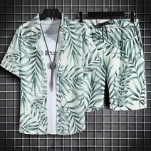 M-3XL 남성용 반팔 반바지 비치 리조트 스타일 하와이안 슈트