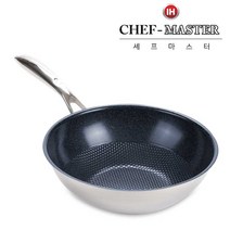 셰프마스터 통3중 엠보 세라믹코팅 스텐 궁중팬 웍, 24cm, 1개