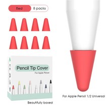 컴퓨터 부속 스타일러스 펜 케이스 8pcs 실리콘 교체 팁 펜촉 보호 커버 스킨 애플 펜슬 1차 2차 터치 스크린, 07 Red