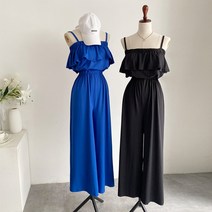 라핏 프릴 점프수트 (퍼플 블루 블랙)