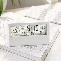 투명 모던 온습도 디지털 탁상 전자 시계 무소음 LCD