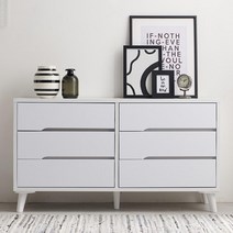 옷방 드레스룸 와이드 3단 6칸 다리형 서랍장 1200 수납 안방 서재 예쁜 보관, 화이트오크