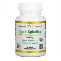 캘리포니아 골드 뉴트리션 오가닉 스피루리나 유기농 500mg 60캡슐, 1개