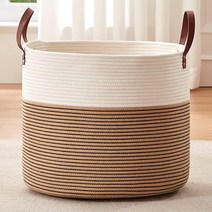 OIAHOMY 세탁 바구니 - 손잡이가 달린 로프 바구니 대형 보관 바구니 거실용 현대적인 장식 우븐 바구니 장난감 담요 베개 및 타월을 위한 보관 바구니 - 45.7 x, 03 옐로우, Yellow