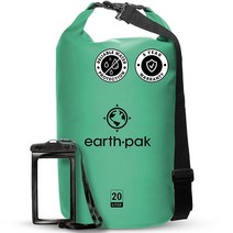 Earth Pak 방수 드라이 백 - 롤 탑 방수 백팩 자루는 카약 해변 래프팅 보트 타기 하이킹 캠핑 및 낚시를 위한 장비를 건조하게 유지합니다. 방수 폰 케이스 포함, Seafoam Green