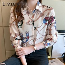 티뷰 럭셔리체인나염블라우스_V3A-CBL038