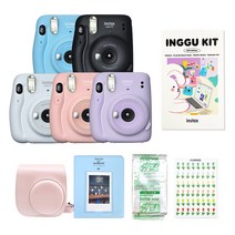 인스탁스 미니11 폴라로이드+전용가방+필름10장+마카롱2단앨범+폴꾸스티커, 1개, 아이스화이트