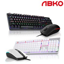 앱코 LED 기계식 게이밍 키보드 마우스 세트, GKM570, 화이트, 일반형