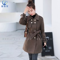 셀럽당 더블 모직 코트 여 추동 슬림핏 트렌디 모직 코트