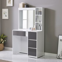 가구에반하다 샤샤 800 LED 조명 수납화장대 / 의자별도 구매 /원룸화장대 / 미니화장대, 화이트+그레이