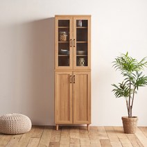 소티디자인 라떼 키큰 4문 주방 수납장 그릇장 - 캄포베니어, 단품