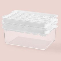 정품 아이스박스 원형 및 사각형 아이스 큐브 트레이 탈착식 뚜껑 보관 상자 볼 메이커 몰드 냉동고 미니 견인 트레이 64피스 위스키 칵테일 버번용 식품 등급 만들기, white