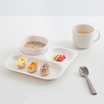 탁가온 네모 3구식판 에코젠 아기 유아 자기주도 식판 유아식기 유아그릇, 옐로우