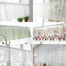 들꽃 야생화 레이스 감성 쉬폰 린넨 차르르 바란스커튼 주방가리개 오더메이드 / 150cm