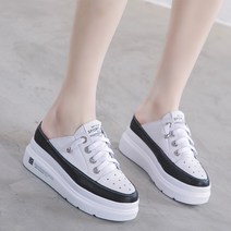 여성 키높이 캔버스 블로퍼 뮬 운동화st
