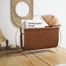 가죽 골드 프레임 빈티지 매거진랙 신문꽂이 잡지꽂이, 가죽매거진랙469575 34