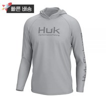 HUK 남성용 Standard Pursuit 통기성 긴소매 후드 낚시 셔츠 후드 포함 세트 라지 435300, Ipanema_Medium