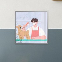 즐거운하루의반려동물미용사 소형메탈프레임액자.꾸밈, 실버／1타입