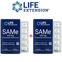 (1+1) 라이프익스텐션 SAMe 샘이 아데노실 메티오닌 만니톨 400mg 장용코팅 타블렛 60정 2팩 갱년기영양제