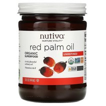 Nutiva Red Palm Oil Unrefined 누티바 비정제 레드 팜 오일 슈퍼푸드 444ml 4팩