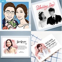 [초상화] 팝아트 초상화 그림 주문제작 캐리커쳐 선물 웨딩 돌 퇴임 사은회 인테리어 커플 어버이날, 3인, 수채화 초상화