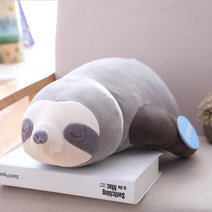 바디필로우 사각 롱 쿠션 바디플로우 애착 인형 성인 왕 베개 배게 고양이 u자형 긴 안고자는 큰 거짓말 자세 펭귄 나무 늘보 봉제 장난감 크기 동물 잠자는 여성 생일 선물, 60cm, 회색 나무늘보