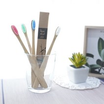 플라스틱사용을 줄이는 대나무 칫솔 4개입/박스 Bamboo 생분해성 미세모 tooth brush, 대나무칫솔(4p)1개