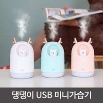 주닉스 귀엽고 가성비좋은 USB 미니가습기 7색무드등 분사조절 300ml 사무실 책상 가습기 단체선물 판촉물 크리스마스선물, 댕댕이 미니가습기-민트(1개)