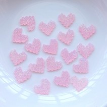 인테리어 조각상 정원 동물 조형물 석고 100Pcs 새로운 귀여운 미니 반짝이 심장 수 지 입상 공예 Flatbac, 06 F