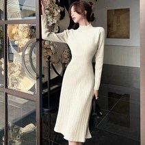 우아한 Ol 터틀넥 슬림 롱 스웨터 드레스 여성용 두꺼운 니트 가을/겨울용 여성 a라인 기본 캐주얼