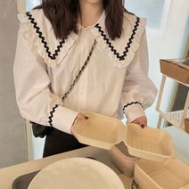 홍공장 빅카라 꼬블꼬블 스티치 블라우스