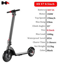 접이식 렌탈 휠 접이식 HX EU 미국 재고 스쿠터 8.5 인치 10 36V 5A 6.4A 배터리 350W 모터 킥 전기, 01 36V 5A 8.5inch