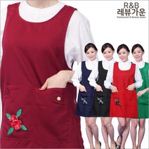 레뷰가운 AE211 장미장식앞치마 원피스 요양보호사 시장 식당 화원 간병 앞치마, AE211곤색M(꽃X)