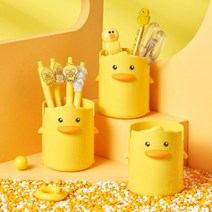 [모사찌] 캐릭터 오리 원형 책상 연필꽂이 다용도 펜꽂이 정리함 핸드폰거치대