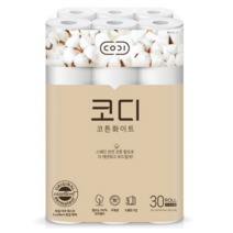 코디 코튼화이트 3겹 롤화장지 30m, 3개, 30롤