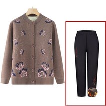 겨울 할머니옷 기모 니트 가디건 팬츠 투피스 스웨터 상하의세트 패션 어르신 생신선물 70대 80대