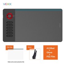 해외직구 VEIKK 드로잉 타블렛 A15 그래픽 타블렛 10x6 인치 디지털 드로잉 패드 온라인 교육 예술가를위한 예술 81, 미국, A15 Red F02