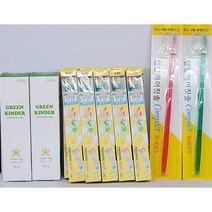 타이니칫솔10개 그린킨더저불소치약2개 덴탈케어칫솔미세모S2개 타이니 미니 스몰택일, 타이니