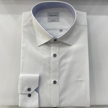 예작 예작 22F/W 화이트 면혼방/배색/단추포인트/비침없음 슬림핏 긴팔셔츠 YJ2FBS950