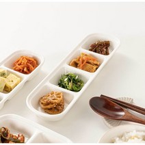 나눔접시 반찬 서빙 그릇 도자기 사각 소스 접시 심플 4절, 심플나눔접시-2절, 1개