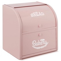 Pitmoly 스테인리스 스틸 브레드 박스 2겹 롤 탑 주방 카운터용 대용량 식품 보관 용기 금속 빵 통 조리대용 홀더 30 x 24.4 32.5cm(11.8 9.6 12.8, 분홍